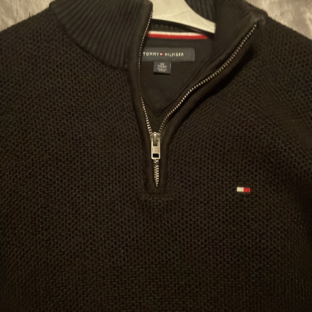 Tommy Hilfiger Black Waffle Quarter Zip